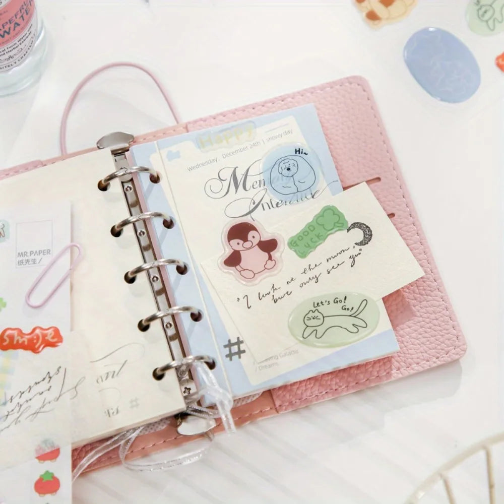 60 pieces of 4 epoxy flat account stickers in Korean cute style, DIY handbook decoration material goo card stickers