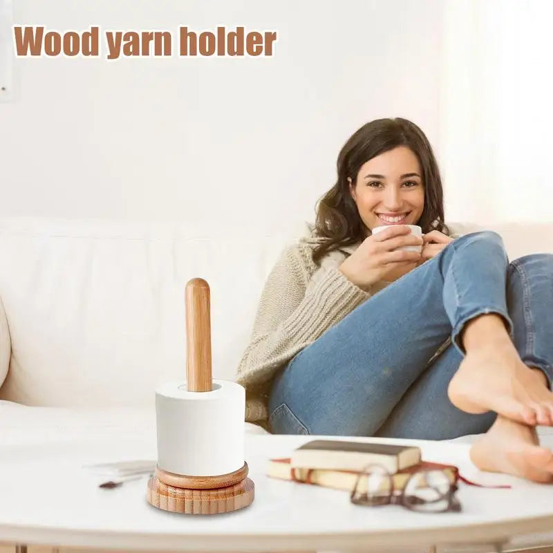 wood yarn holder desktop  Portable Rotating Yarn Ball Storage Winder for Knitting Accessories