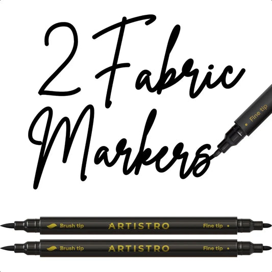 2 Black DualTip Fabric Markers Fabric Decorating Kit Permanent for Clothes No Bleed Pens for TShirts Bags Textile Canvas and More