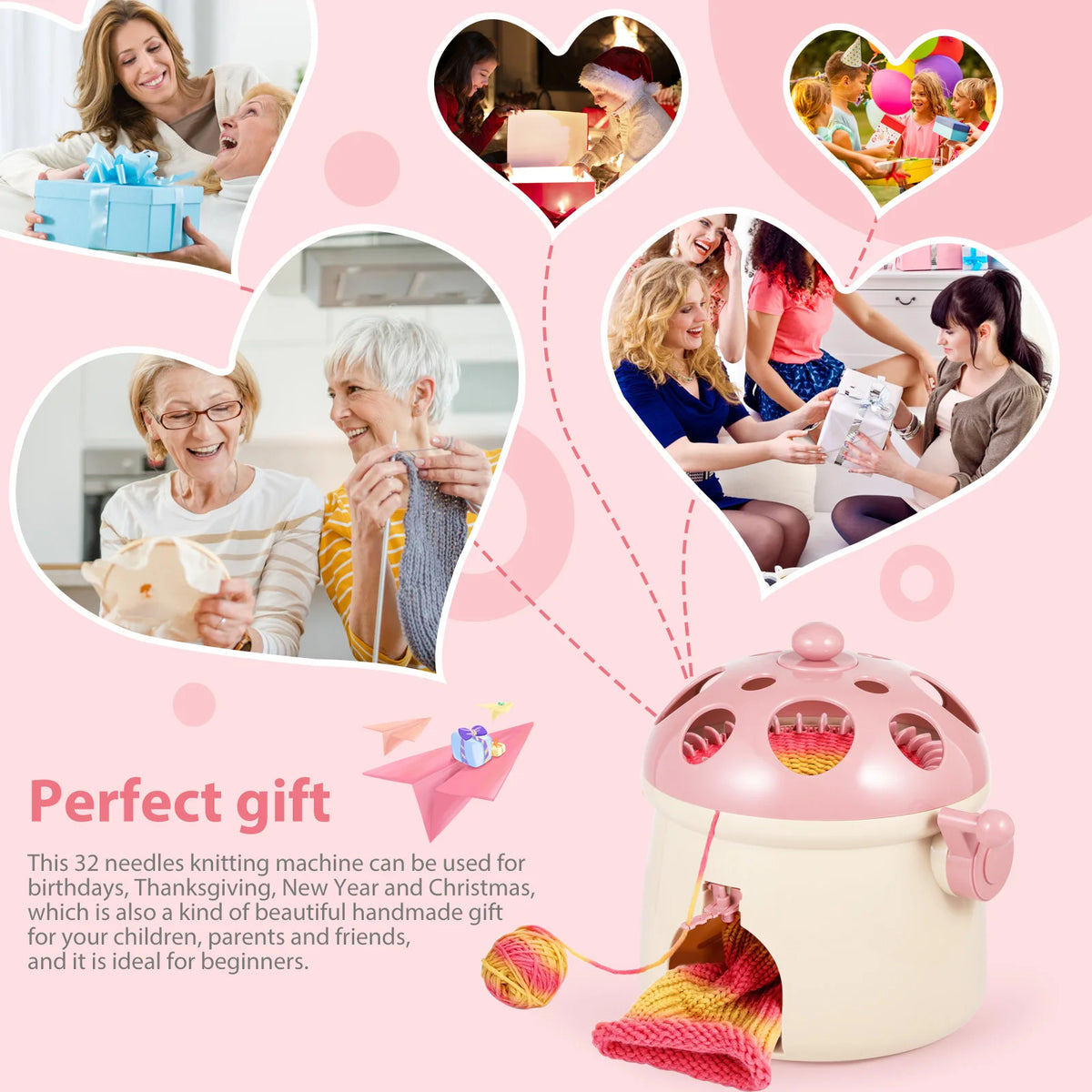Knitting Machine 32 Needles Dual Mode Knitting Wheel For Socks Scarf Hats For Adults Children Xmas DIY Gift Hand Woven Machine