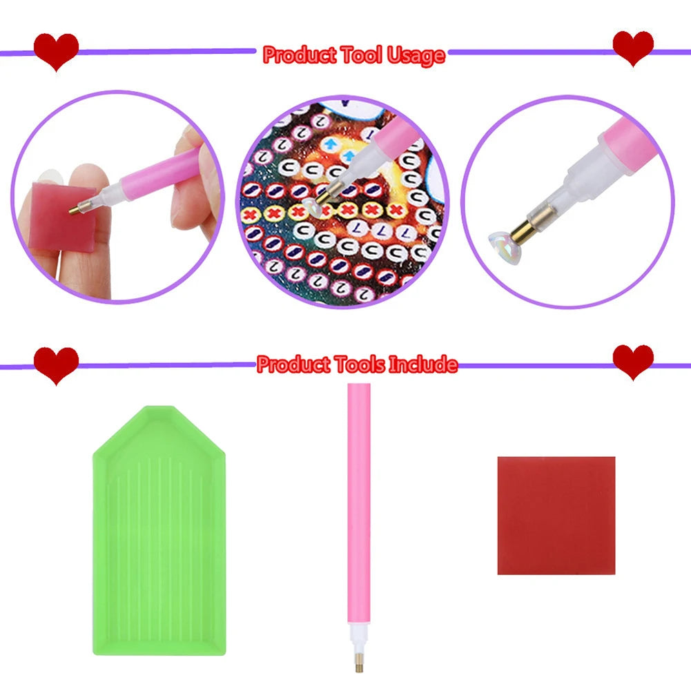 6Pcs Double Sided Special Shape Easter Series Diamond Painting Keychain Diamond Painting Art Keychain Pendant for Party Supplies