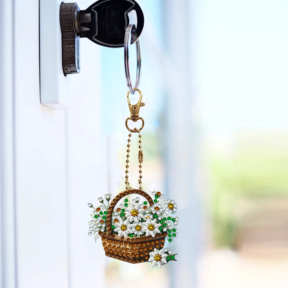 6Pcs Double Sided Special Shape Easter Series Diamond Painting Keychain Diamond Painting Art Keychain Pendant for Party Supplies