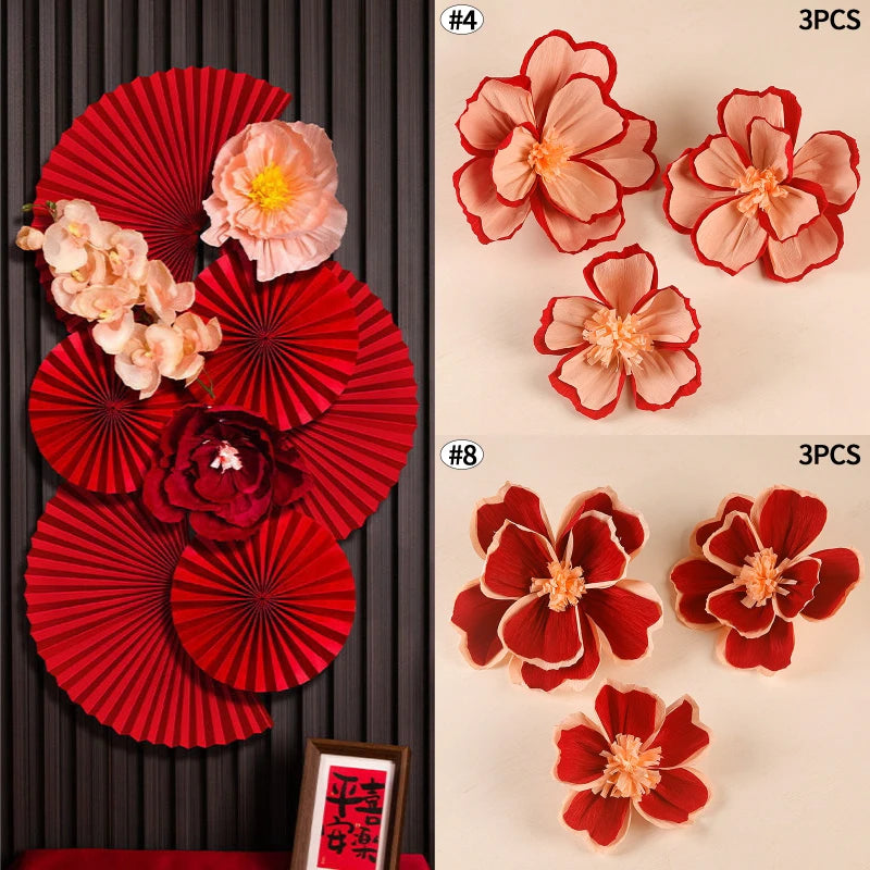 Chinese New Year 2026 Decoration Wall Hanging Decor Paper Folding Fan Sticker Wedding Party Decoration Spring Festival Supplies