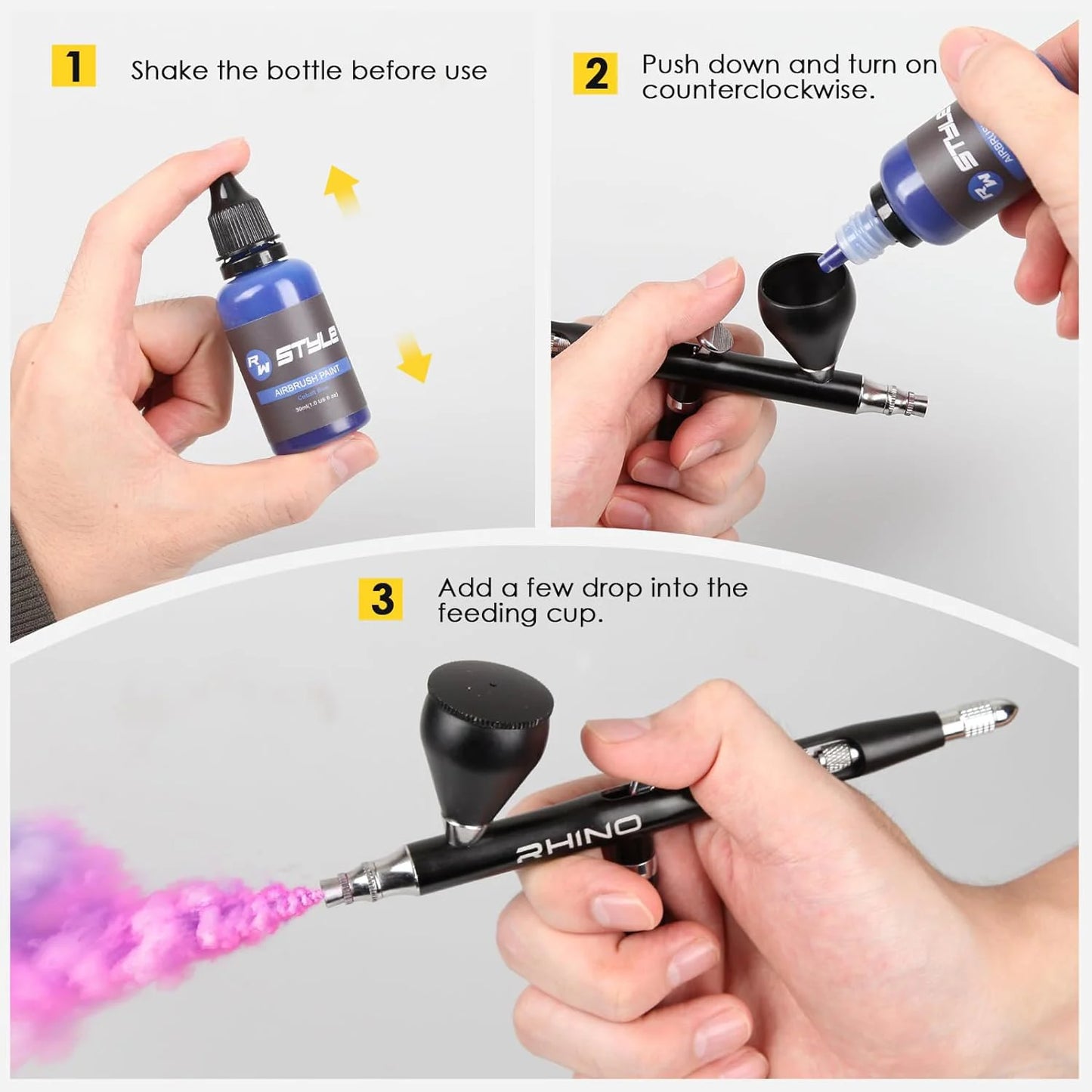 16Colors/Set Airbrush Paint Set, Opaque & Brilliant Acrylic Paint, Opaque & Brilliant Acrylic Paint, 1fl Oz, Water Based, Ready To Spray,