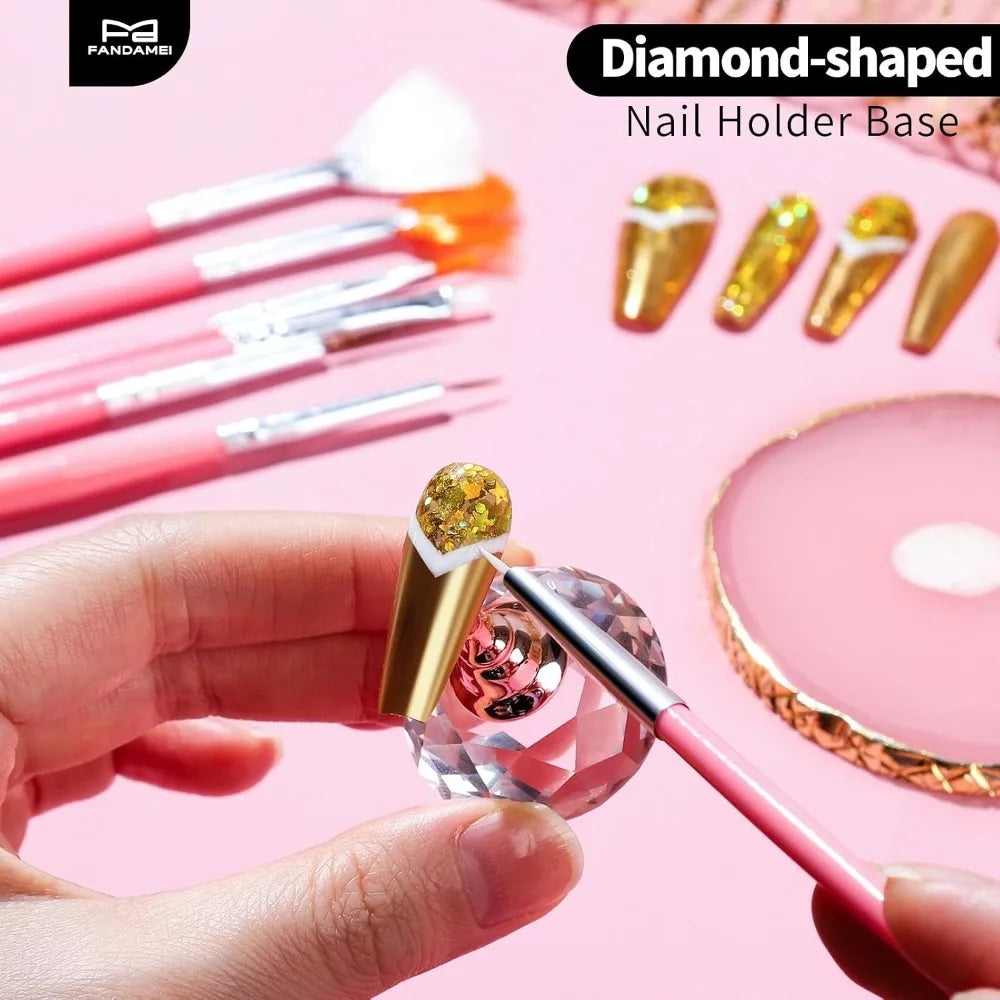 Professional Nail Art Kit Complete Set With Nail Stand Holder Nail Dotting Tools And Brushes For Acrylic Gel Polish Painting Nail Designer Manicure Pedicure Supplies Starter Kit For Beginners Adults