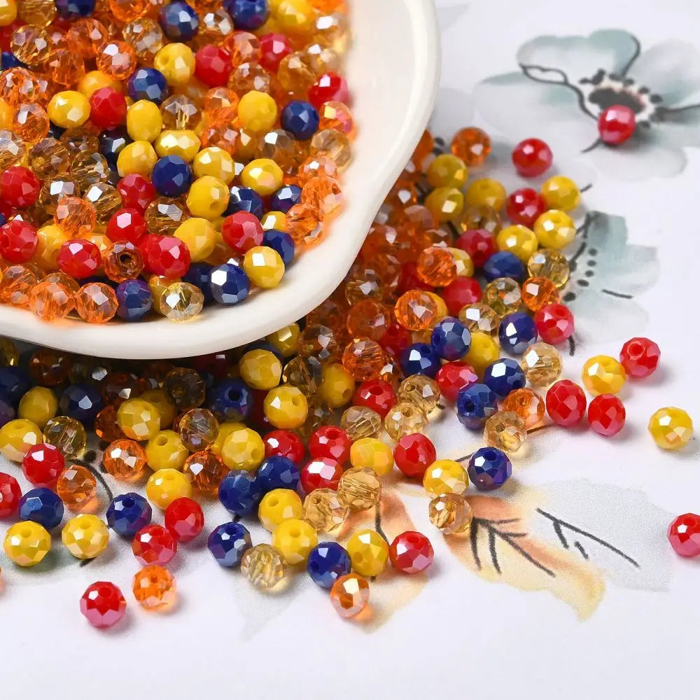 about 60g Faceted Glass Beads 4mm 6mm Rondelle Spacer Loose Beads for Earring Bracelet Necklace Jewelry DIY Craft Making