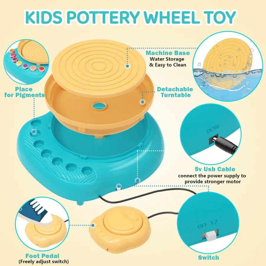 Wheel for Kids, Arts amp Crafts Pottery Painting Toys Kit for Kids Ages 812, Art Supplies with 3 Pack Air Dry Clay and Clay Tool