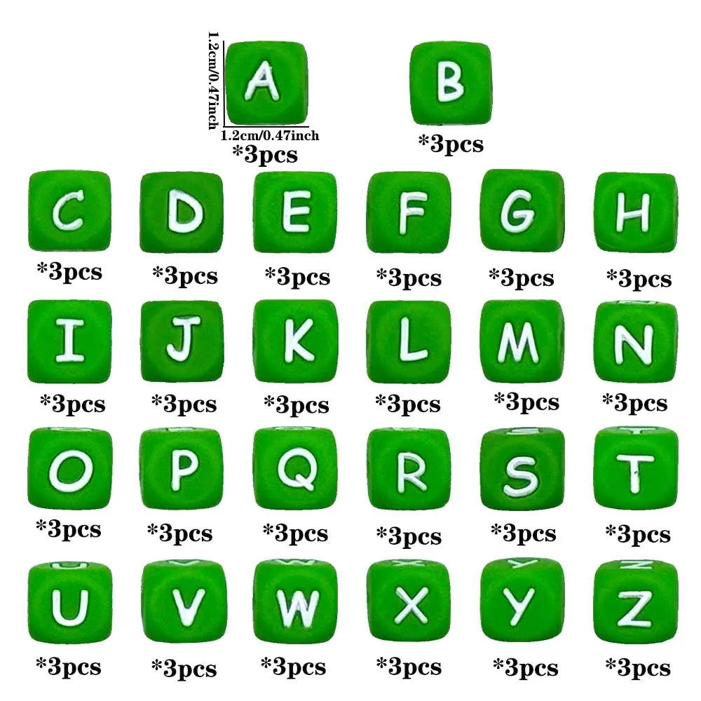 78pcs 12mm Silicone letter beads for DIY Key Chains Necklaces Bracelets Bag Chains Pen Beads Loose Beads Focus Bead