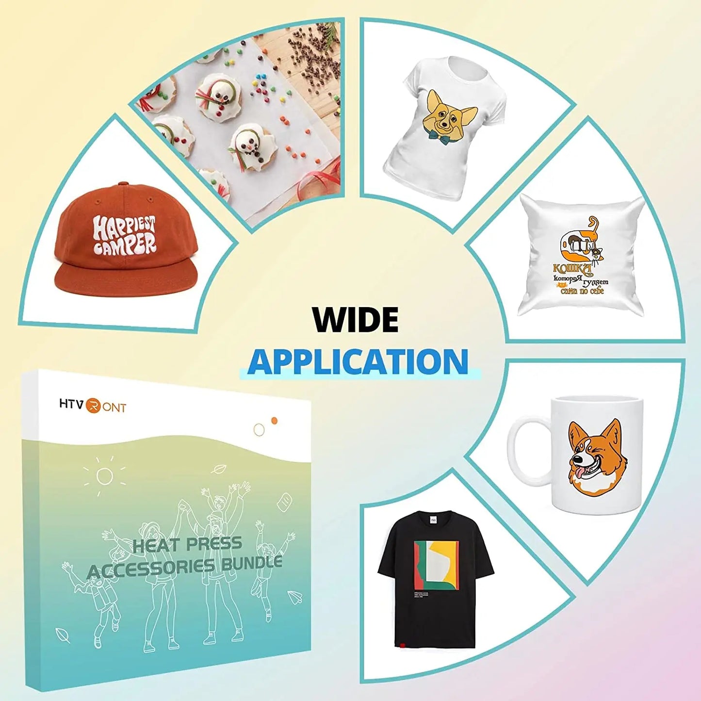 HTVRONT 52pcs Heat Press Supplies Accessories for Beginners Cricut Clothing T-shirtSublimation Paper Pad Kits