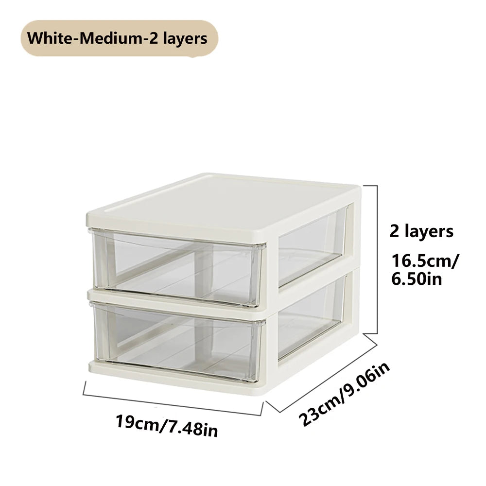 Multi-Layer Plastic Desktop Storage Box 2-6 Layers with Drawer for Home Office Stationery