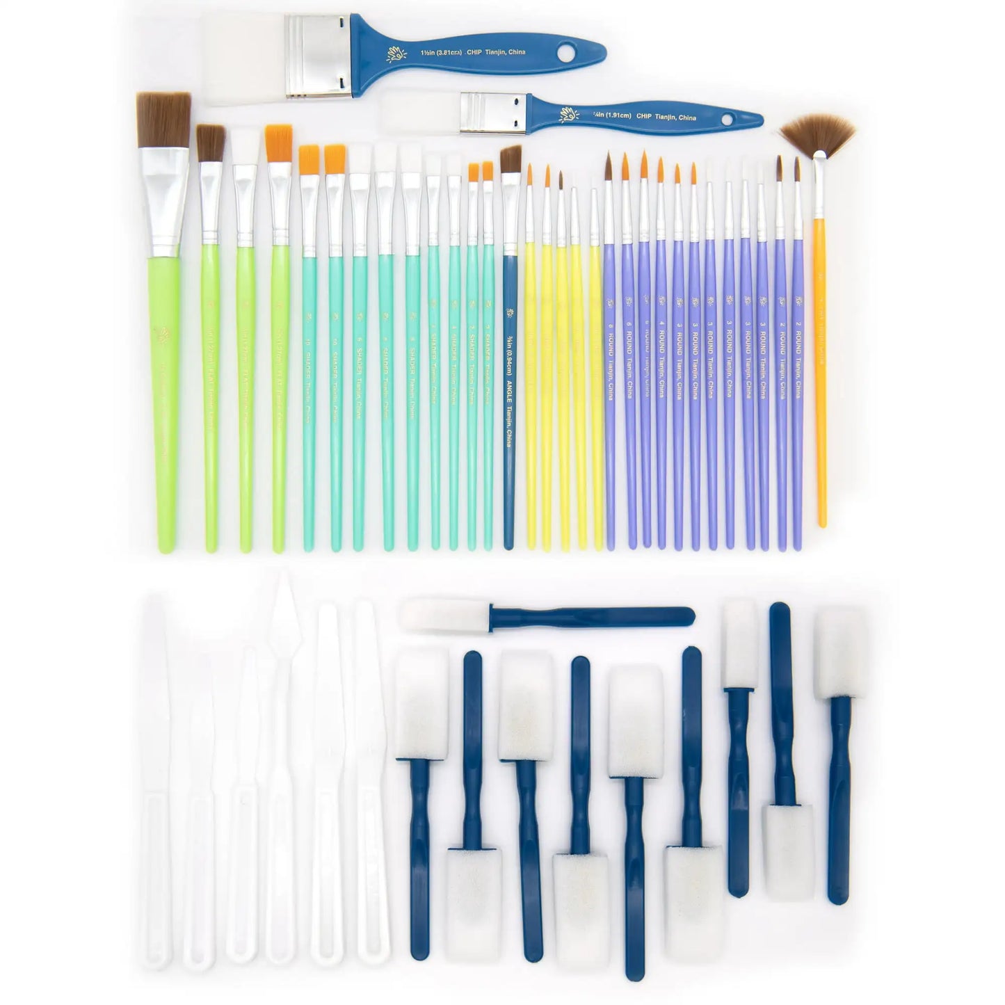 Hello Hobby Assorted Multicolor 50pc Variety Paint & Foam Brush Set, Adult, Teen