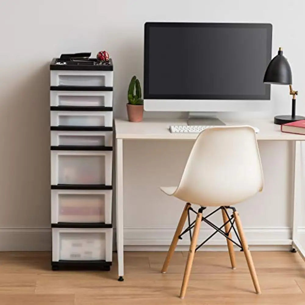 7-Drawer Rolling Storage Cart Organizer Office Classroom Supplies Craft Plastic Storage Cart with Smooth-Glide Casters