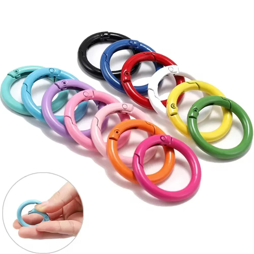 5Pcs/Lot 21 Colors Metal O Ring Spring Clasp Metal O Ring Spring ClaspKeychain Clips Hook Dog Chain DIY Jewelry Buckle Connector