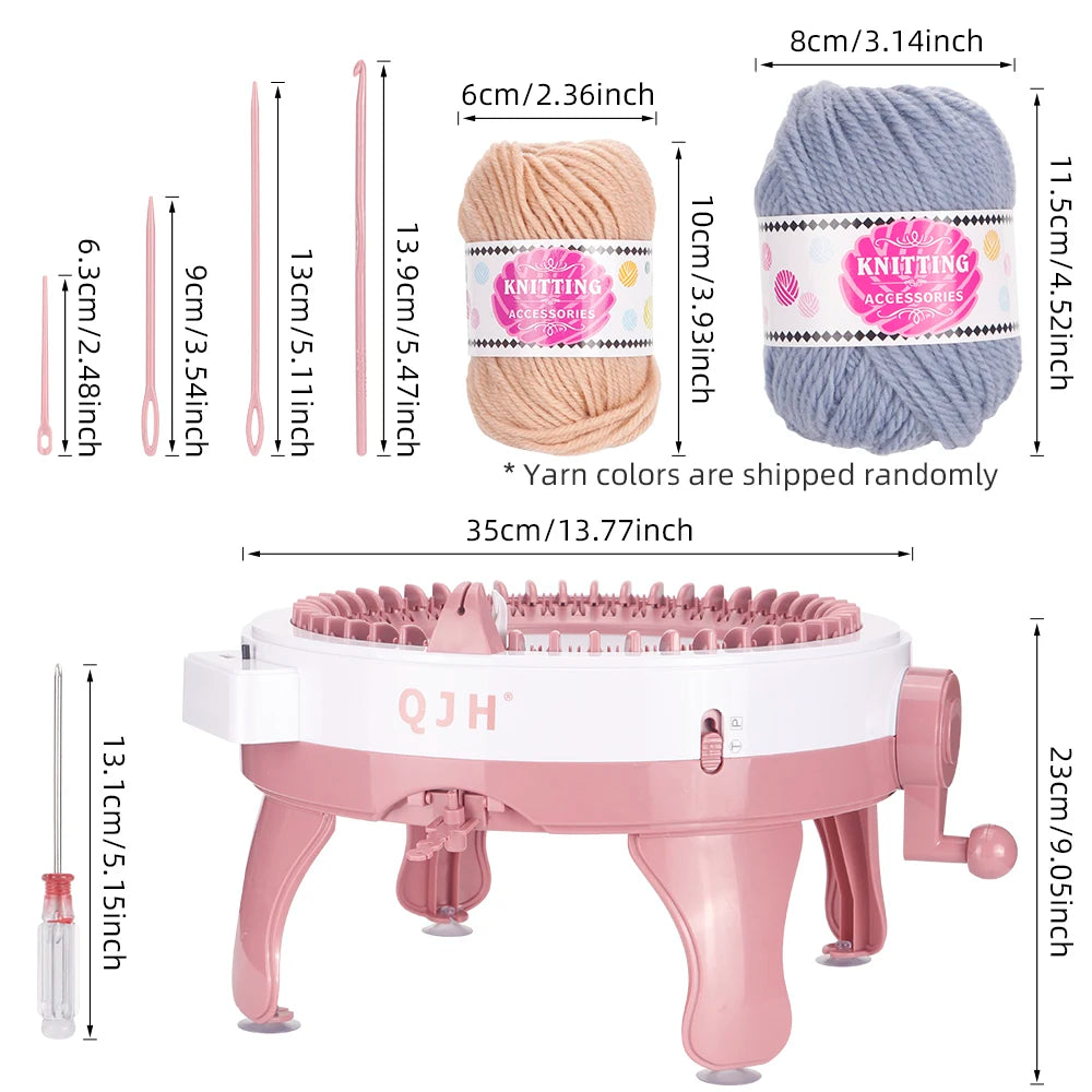 QJH 48-Needle Knitting Machine Kit | Portable,  DIY Loom for Scarves, Hats, Gloves More DIY Smart Hand Weaving Machine