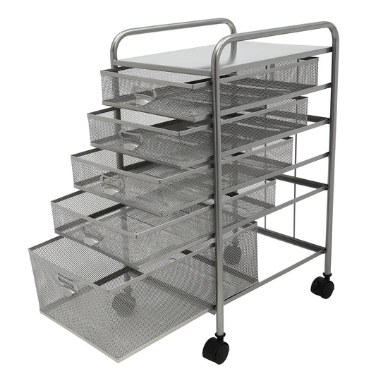 Rolling File Cabinet with 5 Drawers, Craft Cart Organizer with Wheels, Freestanding Office Supplies Storage