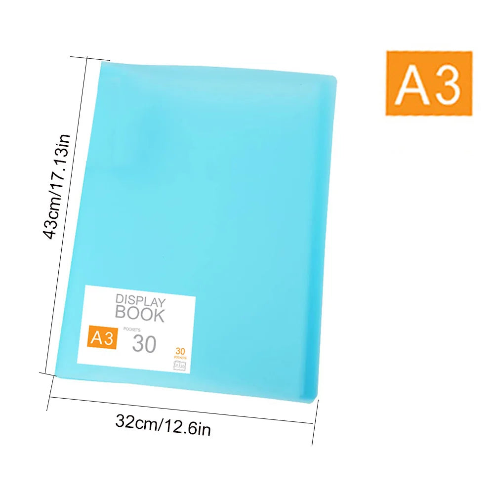 Blue A3 30/60 Pages Diamond Painting Photo Album Storage Book Portfolio Presentation Clear Pockets Large Folder Stationery