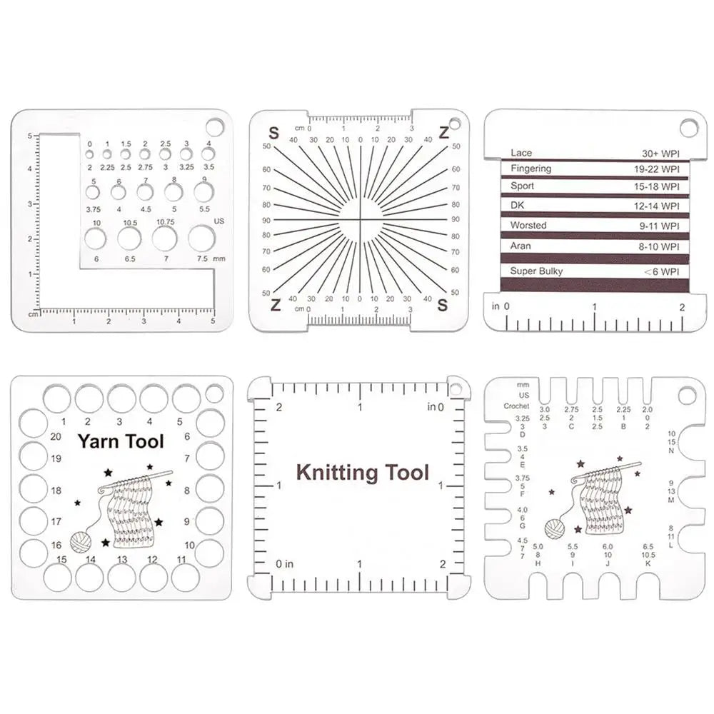 Clear Sewing Ruler 6pcs Yarn & Knitting Ruler Acrylic Clear Scales Crochet Gauge Measuring Tool for Spinners