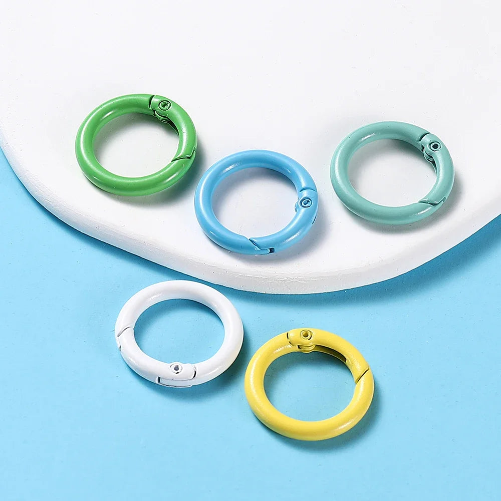5Pcs/Lot 21 Colors Metal O Ring Spring Clasp Metal O Ring Spring ClaspKeychain Clips Hook Dog Chain DIY Jewelry Buckle Connector