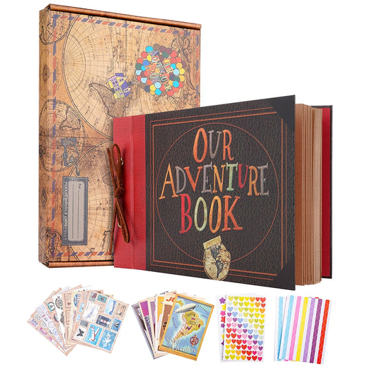 80 Pages DIY Adventure Album Handmade Scrapbook Photo Album Adventure Book Retro Kraft Album Anniversary Wedding Scrapbook