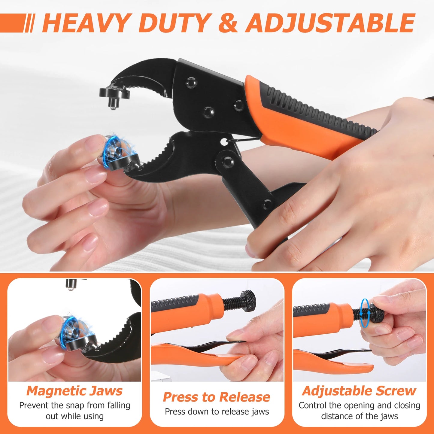Heavy Duty Snap Fastener Tool kit Snap Button Tool Includes 80 Sets Marine Snaps