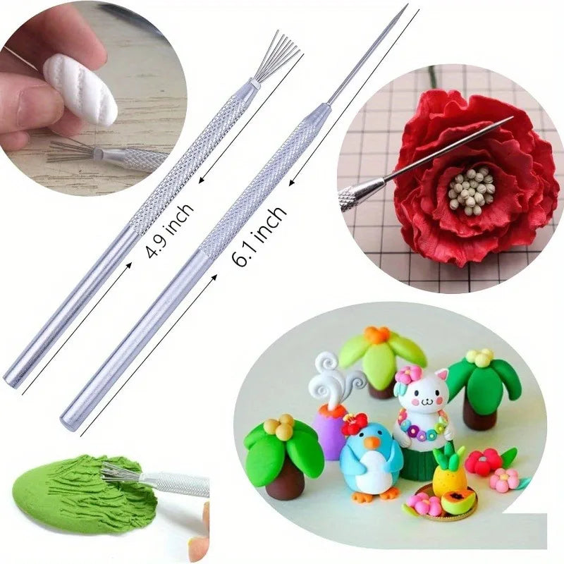 24PCSwith Feather Detail Tools for Carving, Modeling, Dotting DY Polymer Clay