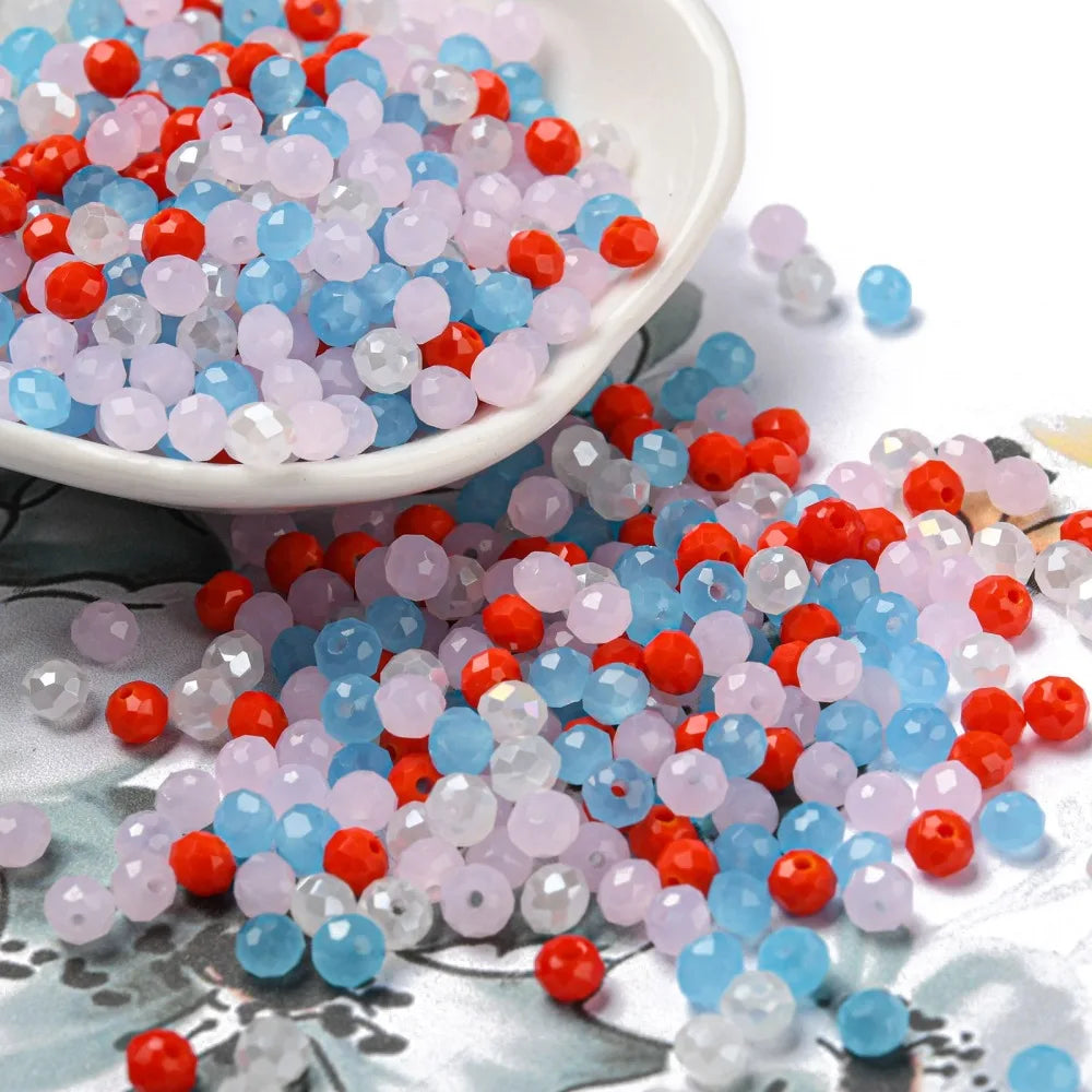 about 60g Faceted Glass Beads 4mm 6mm Rondelle Spacer Loose Beads for Earring Bracelet Necklace Jewelry DIY Craft Making