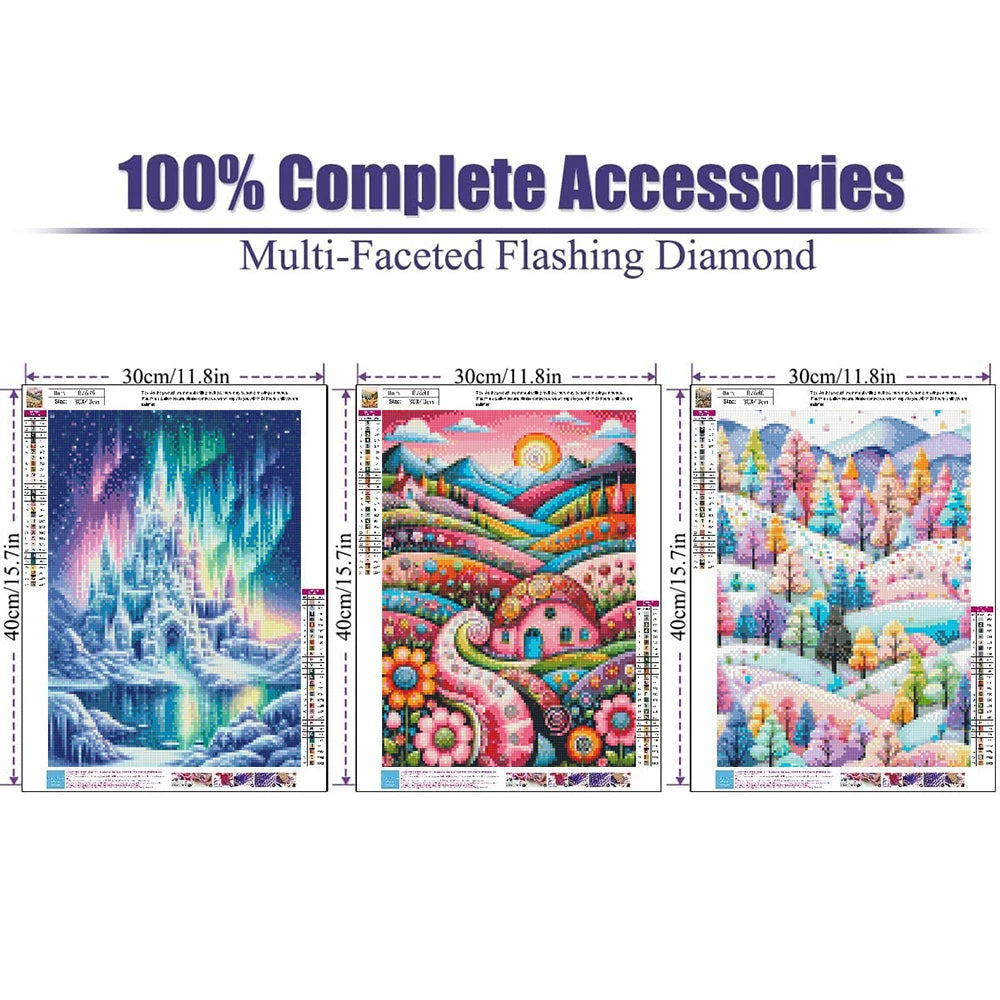 3 Kinds Of Patterns 5D Aurora Castle Landscape Diamond Painting Kit Home Decor DIY Art Craft Children Gifts New Year Gifts