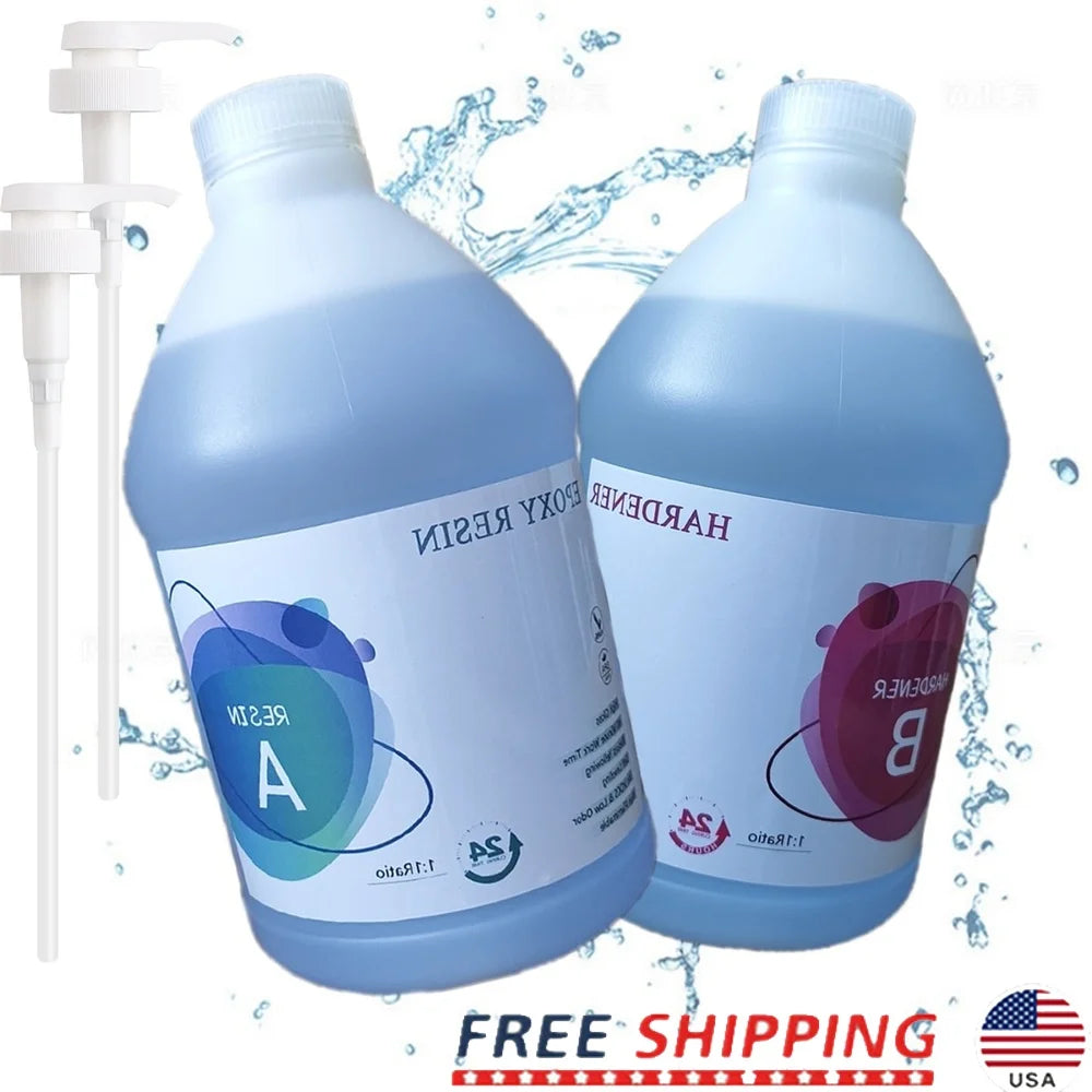 Epoxy Resin Kit 1 Gallon Crystal Clear Art Coating Jewelry DIY River Table Countertop Non Toxic Self Leveling UV Resistant