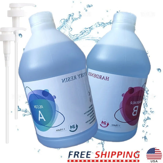Epoxy Resin Kit 1 Gallon Crystal Clear Art Coating Jewelry DIY River Table Countertop Non Toxic Self Leveling UV Resistant