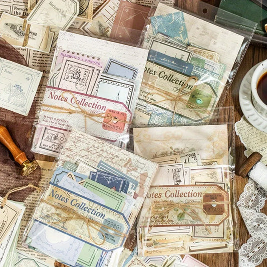 800pcs  4 Vintage Ephemera Pack for Junk Journaling & Scrapbooking (Light Retro DIY Kit)