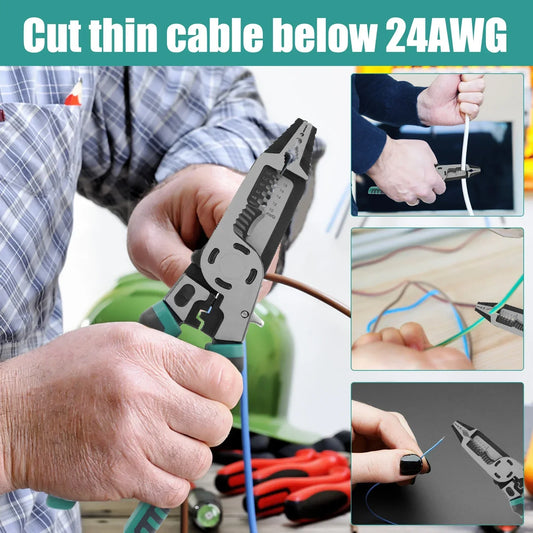 10 IN 1 Wire Stripper HCS Multifunctional Pliers Wire Crimper Cutting Deburring Tool for Electrician Industry Household