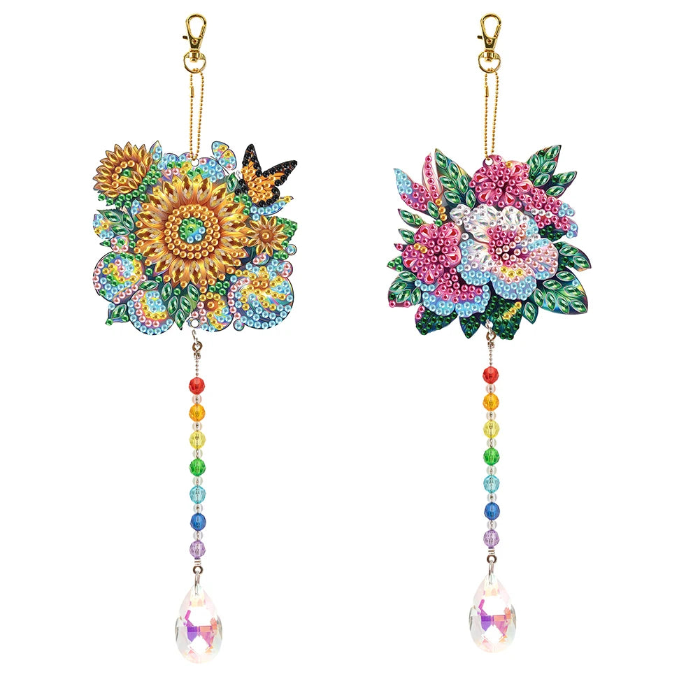 2Pcs Diamond Art Painting Hanging Suncatchers Ornament Diamond Painting Hanging Decor for Home Decor & Gift