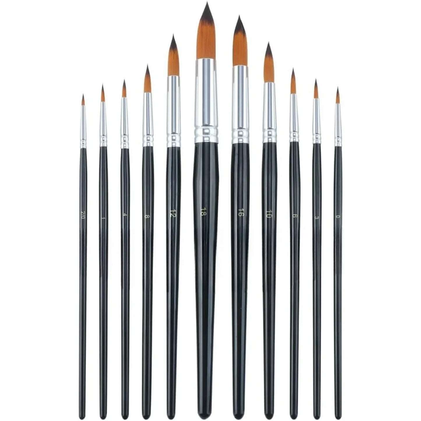 11pcs Round Paint Brush Basic Set for Watercolor, Acrylic, Gouache, Ink, and Tempera Painting