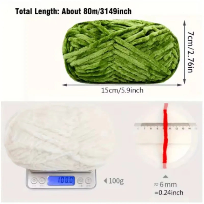 1pcs 100g super soft velvet wool coarse knitted yarn material package hand-woven hat scarf cushion