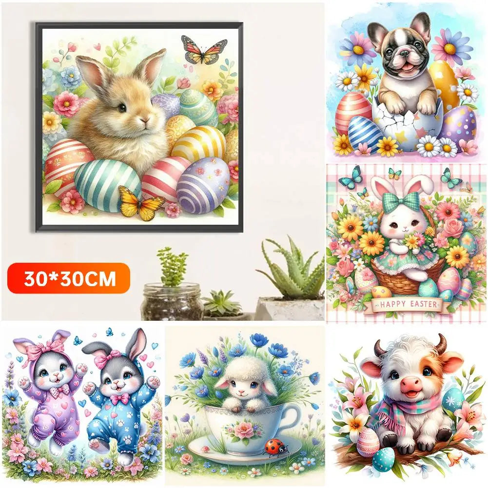 2pcs 5D DIY Full Round Drill Diamond Painting New Creative Easter Decoration Kit Home Decor Art Craft for Bedroom Wall 30x30cm