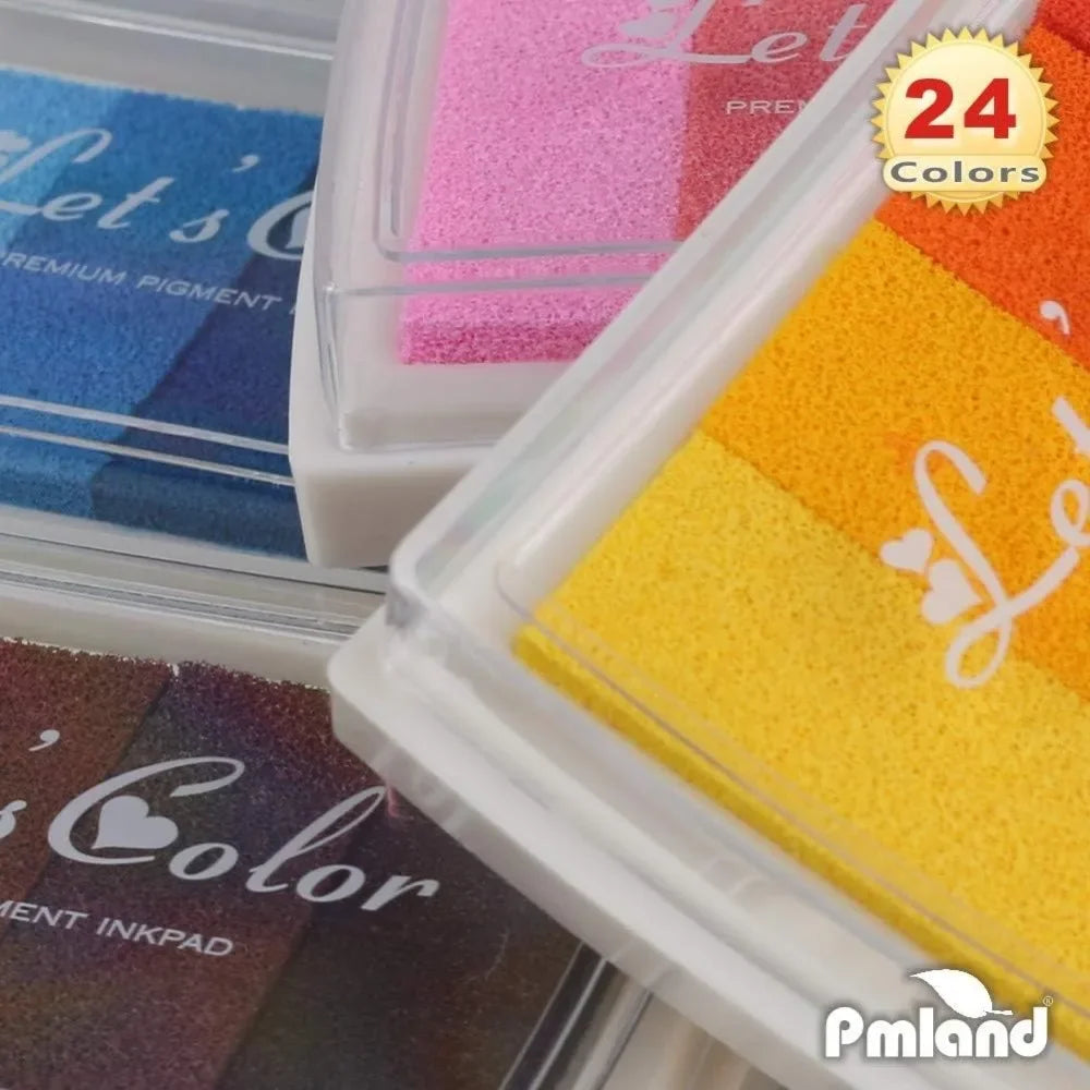 Craft Ink Pad for Stamps on Paper Wood Fabric - Pack of 15 Vibrant Colors