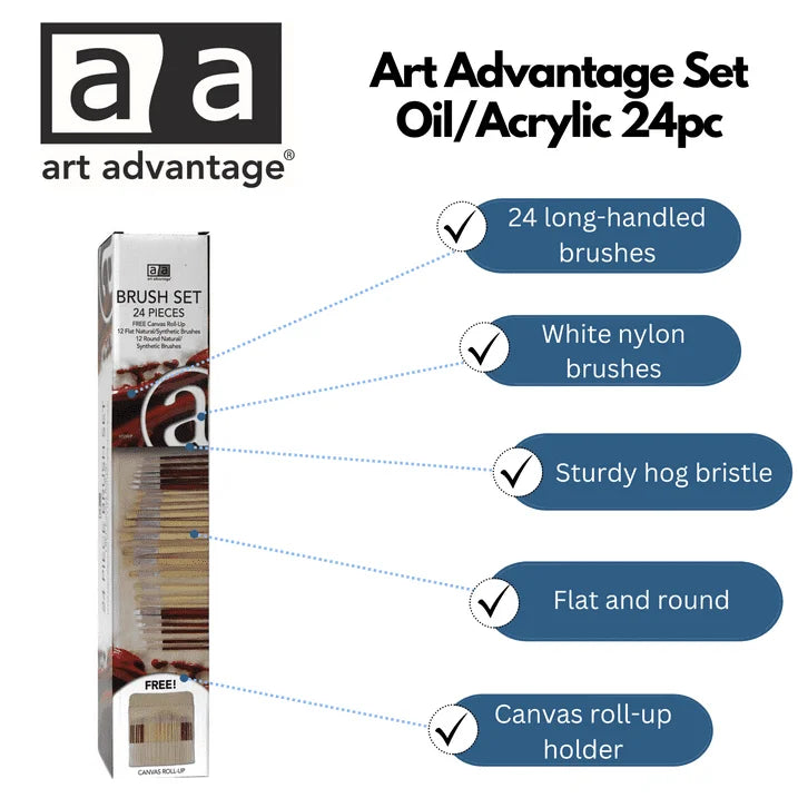 Art Advantage Brush Set t Oil/Acrylic 24pc
