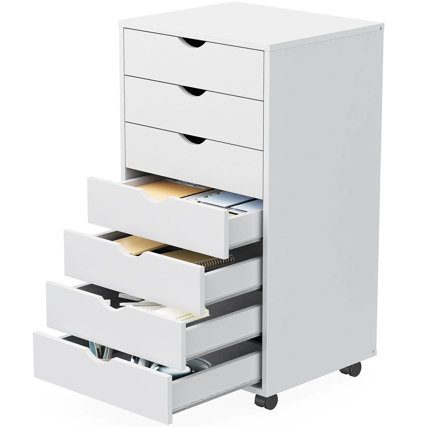 JH 7 Drawer Chest Dressers Nightstand Storage Cabinet Wooden File Office Mobile Cabinet Wheels