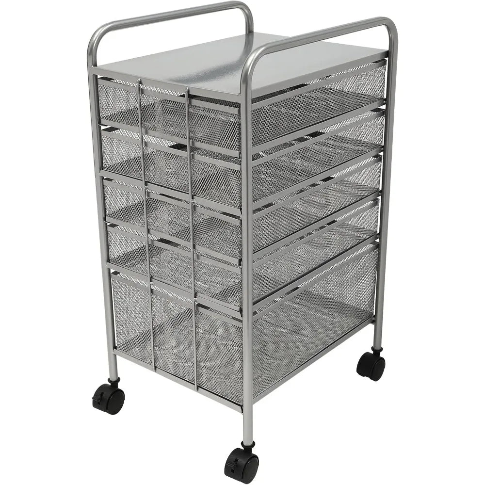Rolling File Cabinet with 5 Drawers Craft Cart Organizer with four 360° swivel Wheels Freestanding Supplies Storage