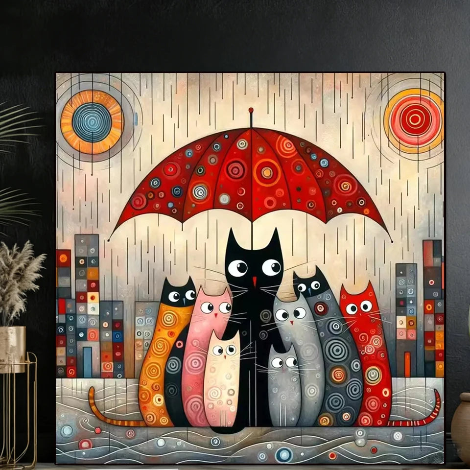 Diamond Painting Art Abstract Cartoon Cat Picture Full Diamond Mosaic Cross Stitch Kits DIY for Personalized Home Decoration