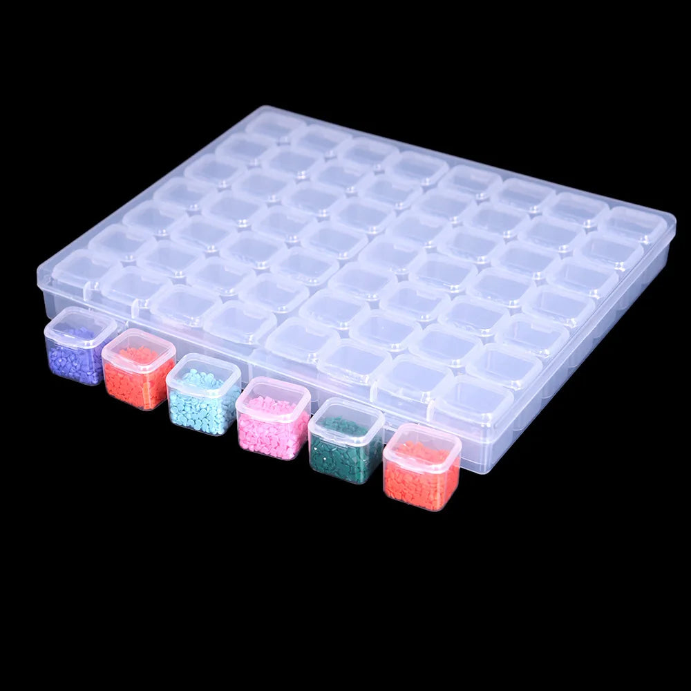 Diamond Painting Storage Container with 28/56 Grid Grooves, Transparent Diamond Embroidery Accessories and Toolbox, DIY Beaded
