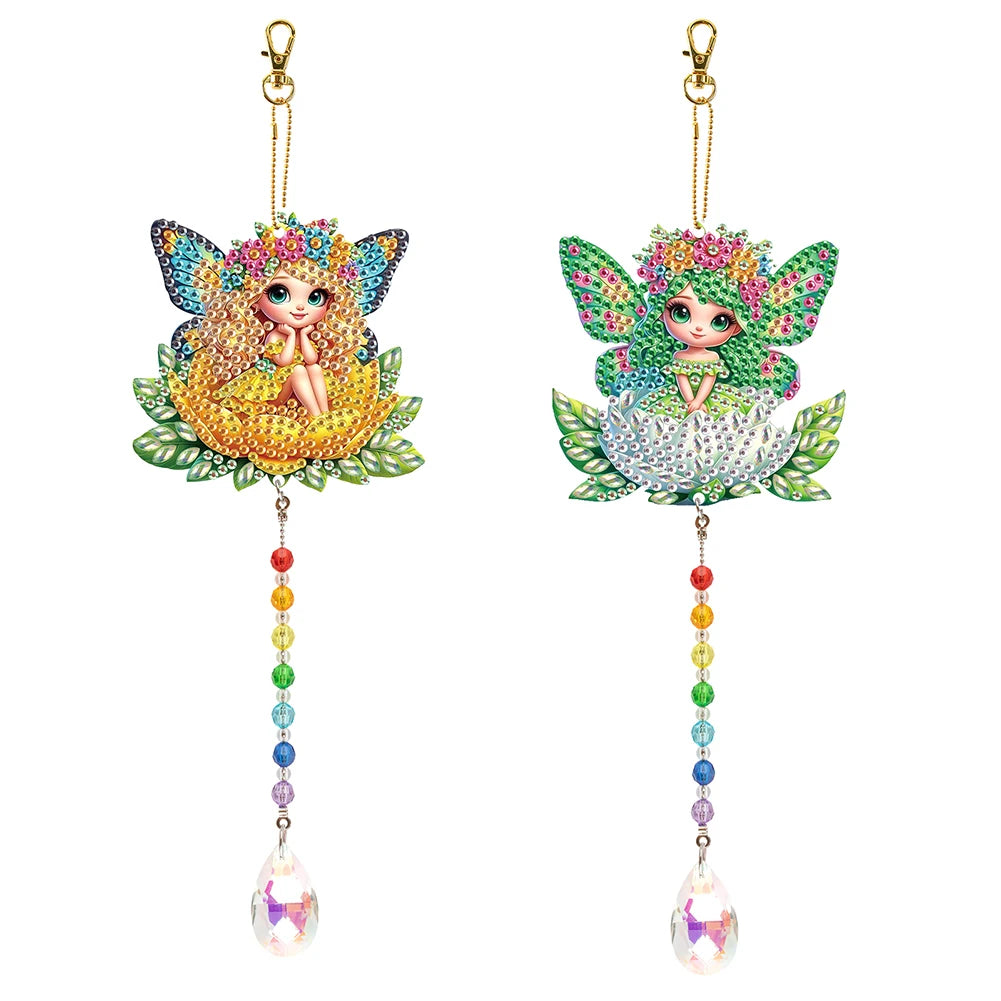 2Pcs Diamond Art Painting Hanging Suncatchers Ornament Diamond Painting Hanging Decor for Home Decor & Gift
