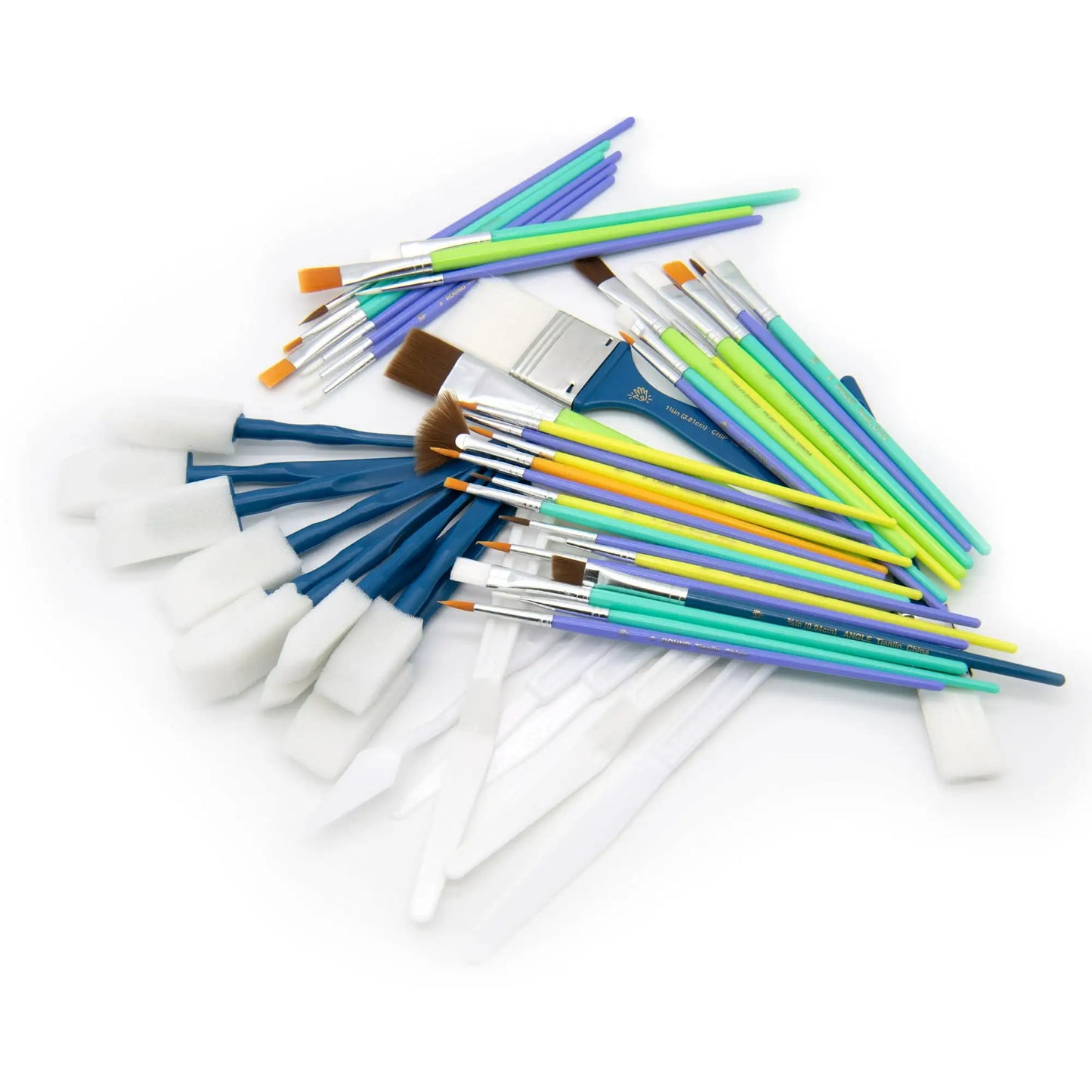 Hello Hobby Assorted Multicolor 50pc Variety Paint & Foam Brush Set, Adult, Teen