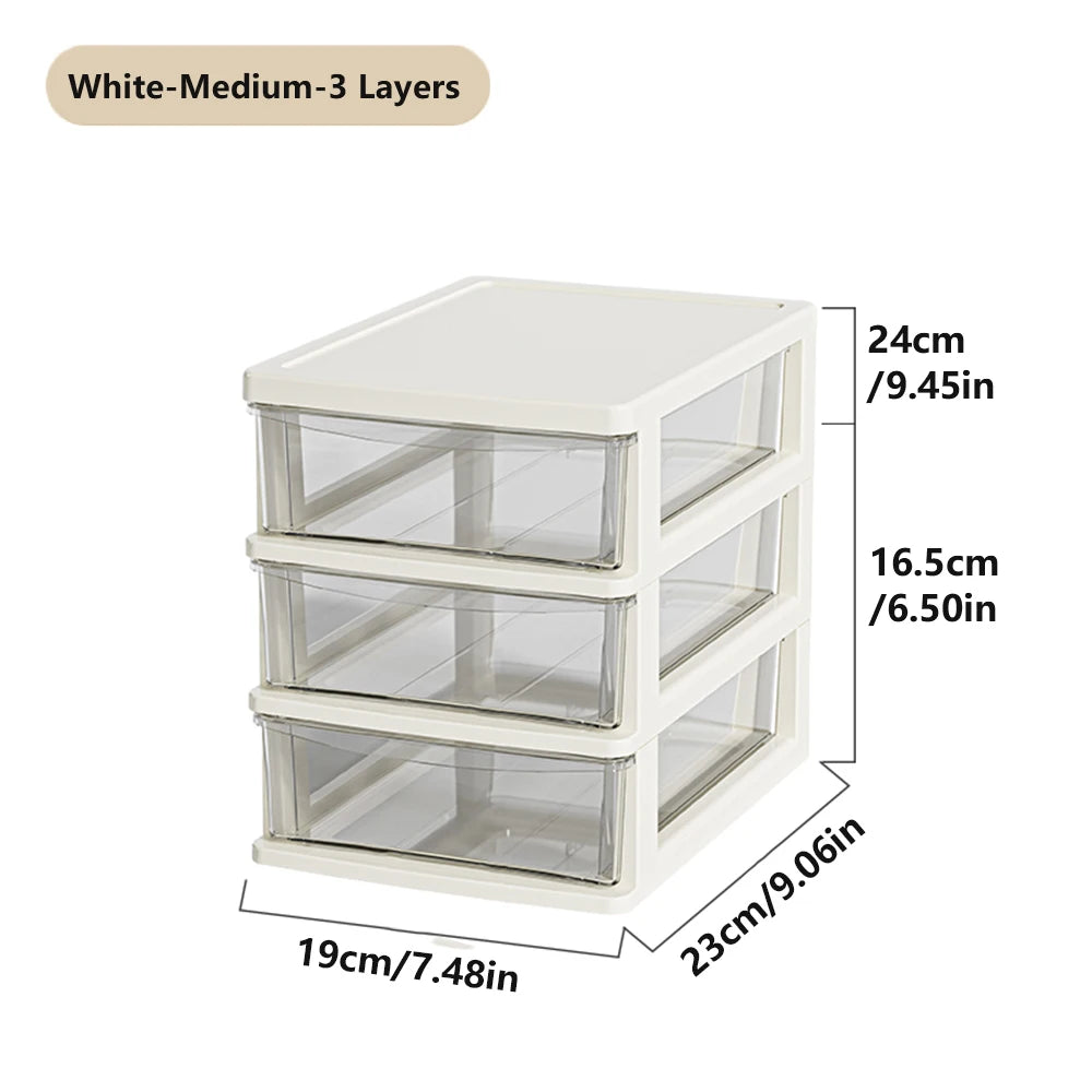 Multi-Layer Plastic Desktop Storage Box 2-6 Layers with Drawer for Home Office Stationery