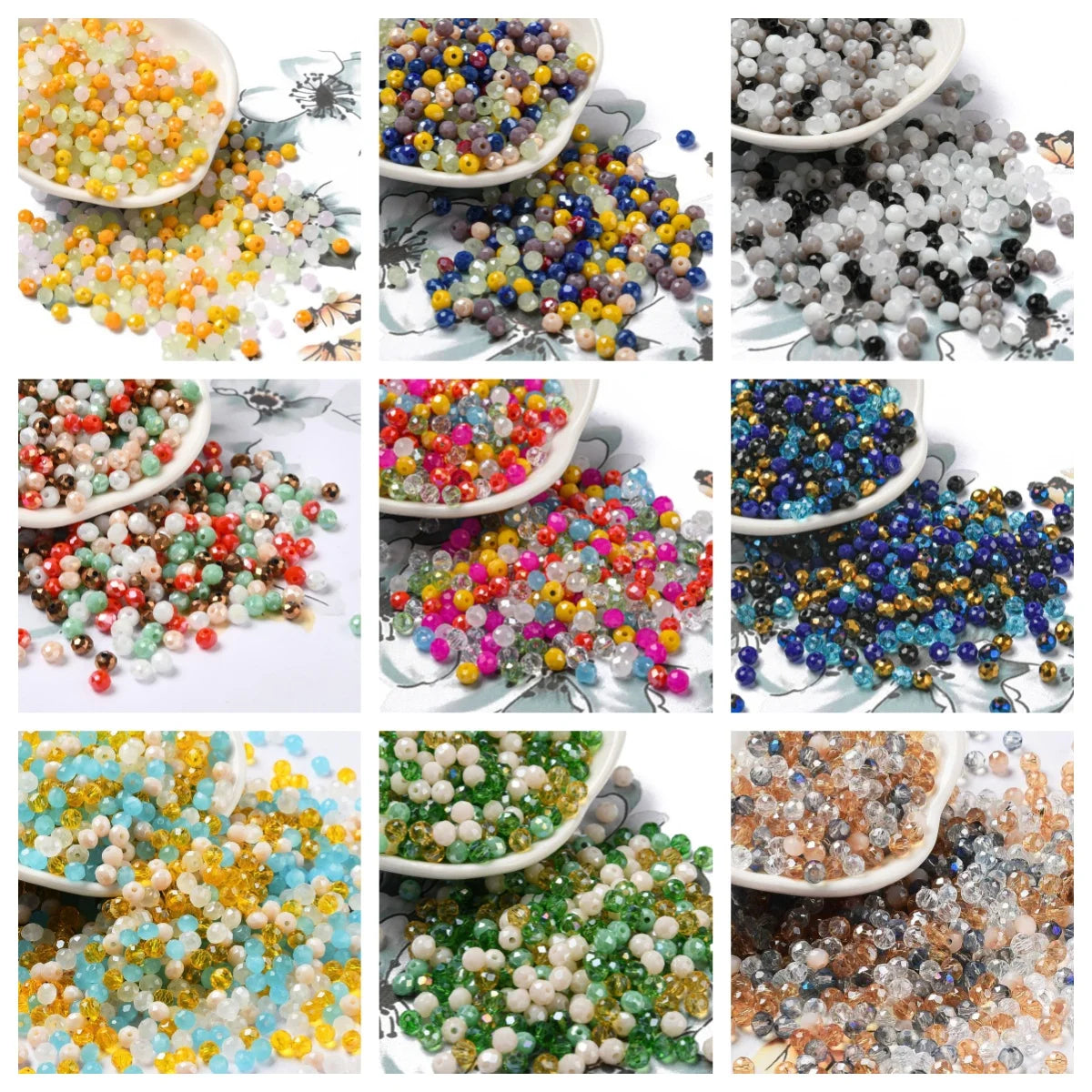 about 60g Faceted Glass Beads 4mm 6mm Rondelle Spacer Loose Beads for Earring Bracelet Necklace Jewelry DIY Craft Making