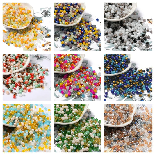 about 60g Faceted Glass Beads 4mm 6mm Rondelle Spacer Loose Beads for Earring Bracelet Necklace Jewelry DIY Craft Making