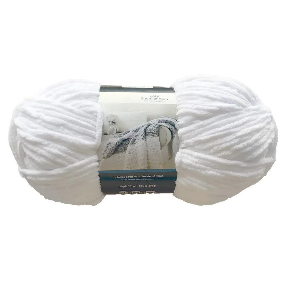 Cozy Chenille Yarn, 220 yd, Arctic White, 100% Polyester, Bulky