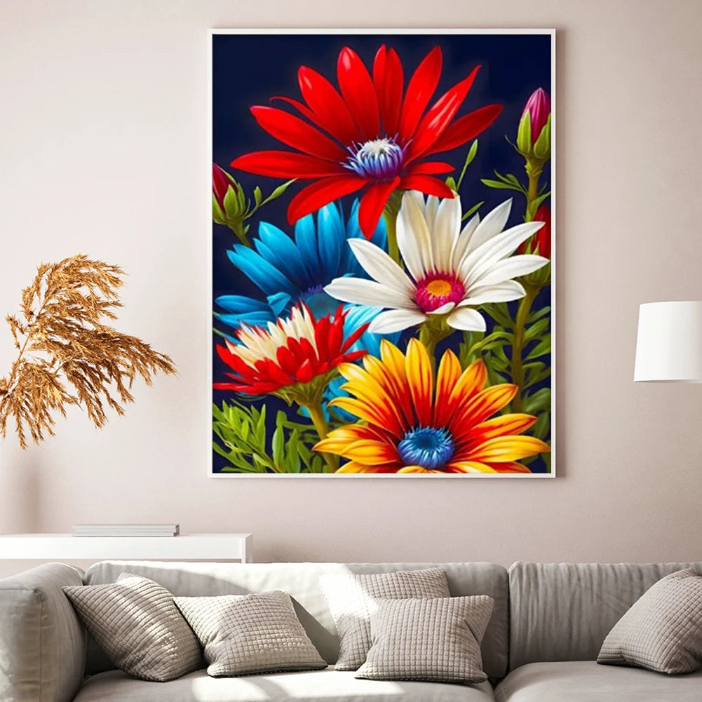 Full Embroidery Beads Printed 9CT Flower Cross Stitch Kit Home Art Decor Bead Embroidery Wall Hanging for New Year Gift