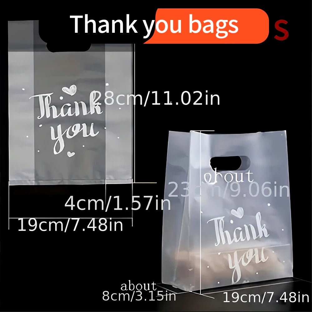 S:500/M:300/L:200Pcs Thank You Gift Bags - Perfect For Bread, Candy, Snacks, And Desserts, Clothes- Plastic Carrier Bags packing