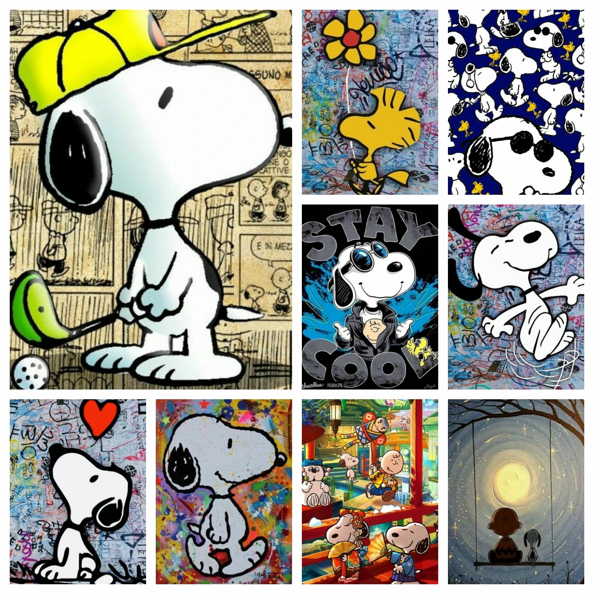Diamond Art Painting Kit Cartoon Kawaii Snoopy Cute Dog Graffiti Comic Embroidery Mosaic Cross Stitch Home Decor Children's Gift